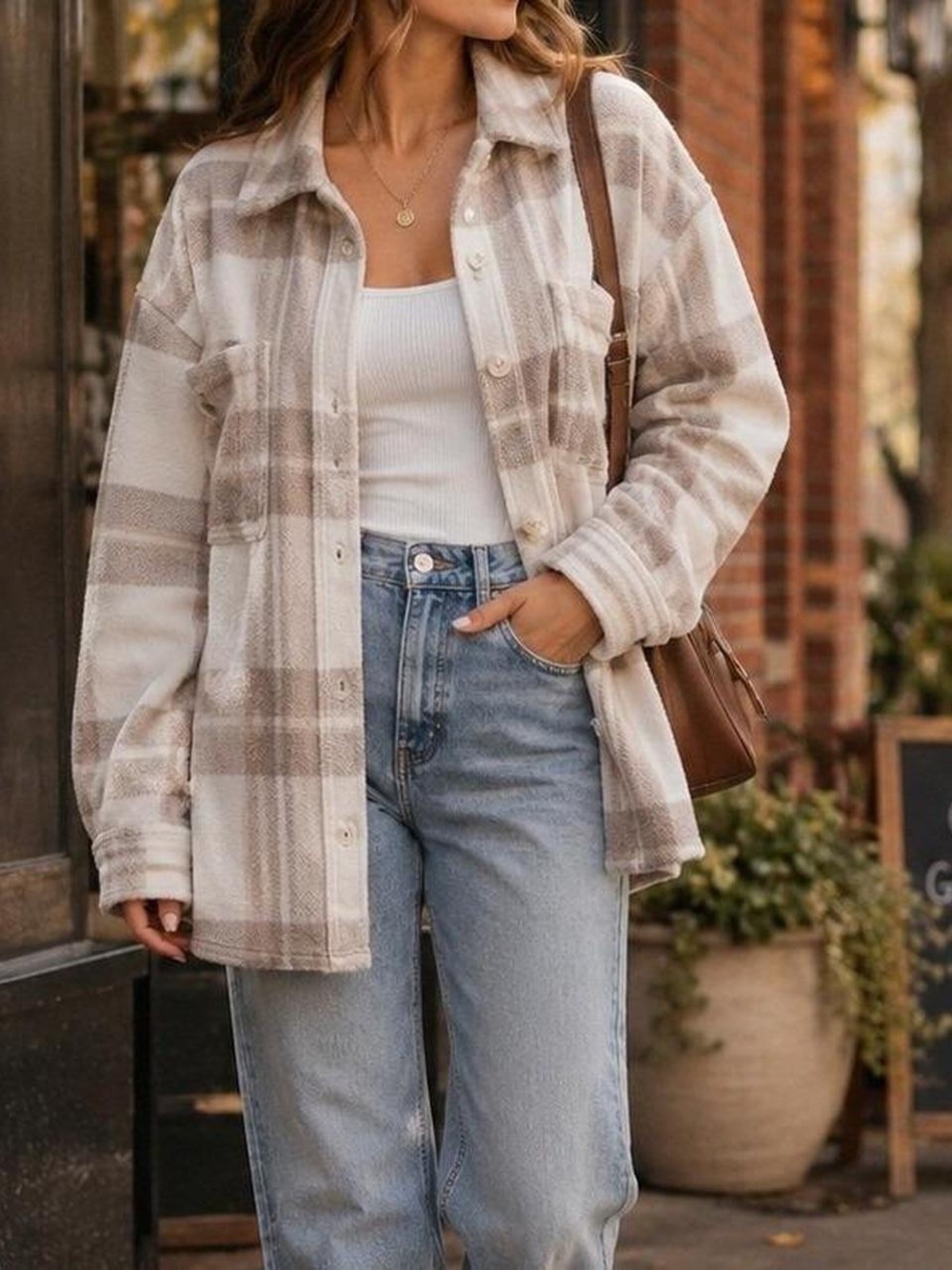 AMERICAN EAGLE - Oversized Plaid Fleece Shacket Sz Large